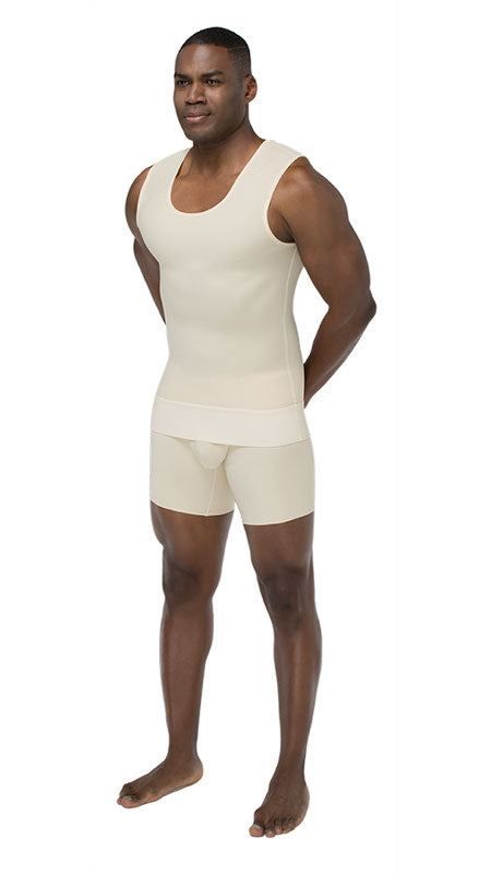 Male Tank Top Plastic Surgery Compression Vest - Stage Two (Marena)- MTT- Only Beige & Black