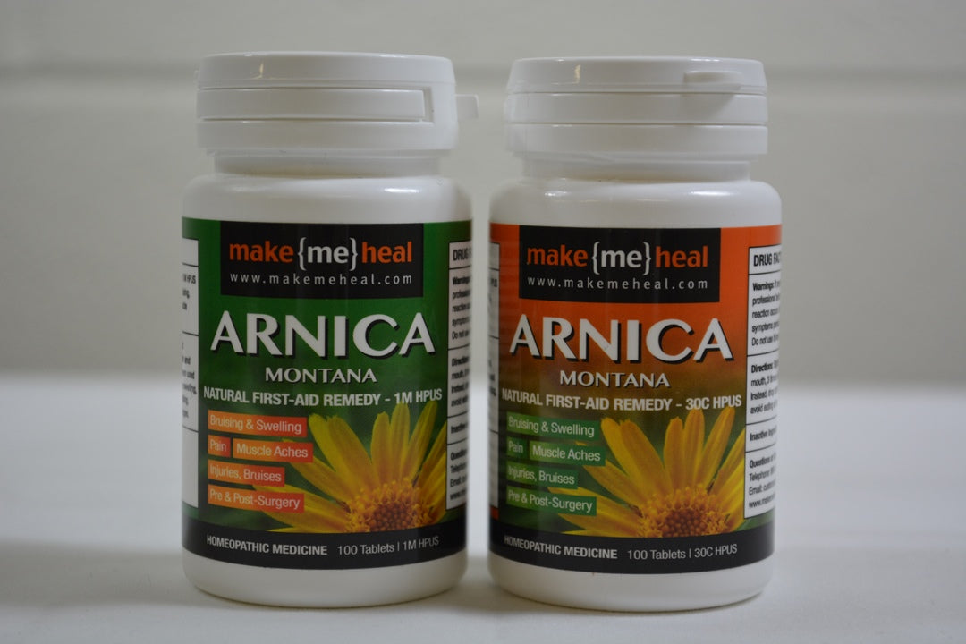 MakeMeHeal Pre & Post-Operative Arnica Montana Swelling & Bruising First-Aid Remedy Kit (2 Bottles | 1M & 30 C Strengths)