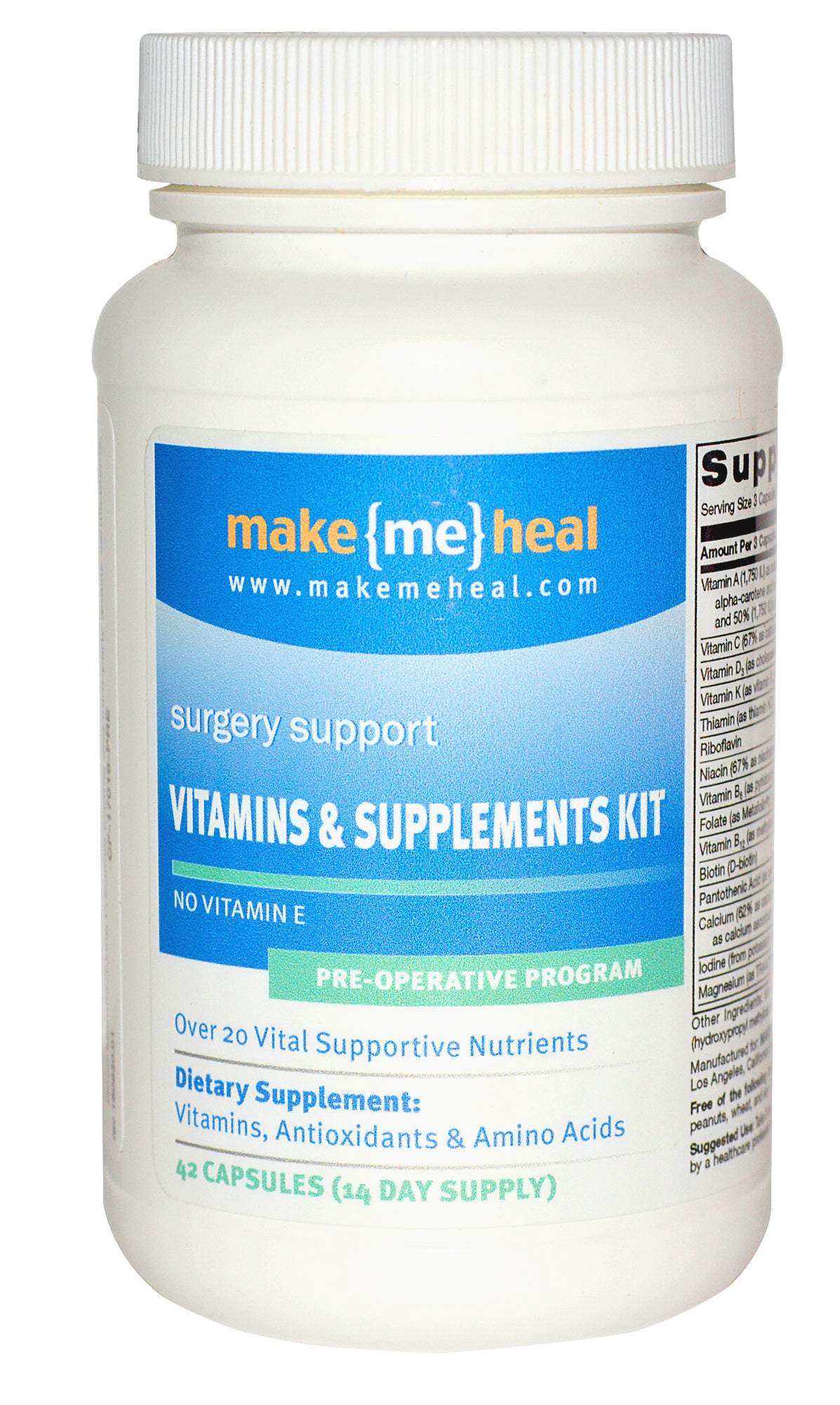 MakeMeHeal Plastic Surgery Healing Multinutrient - Pre-Op Formula (14 Day Supply-42 Tablets)